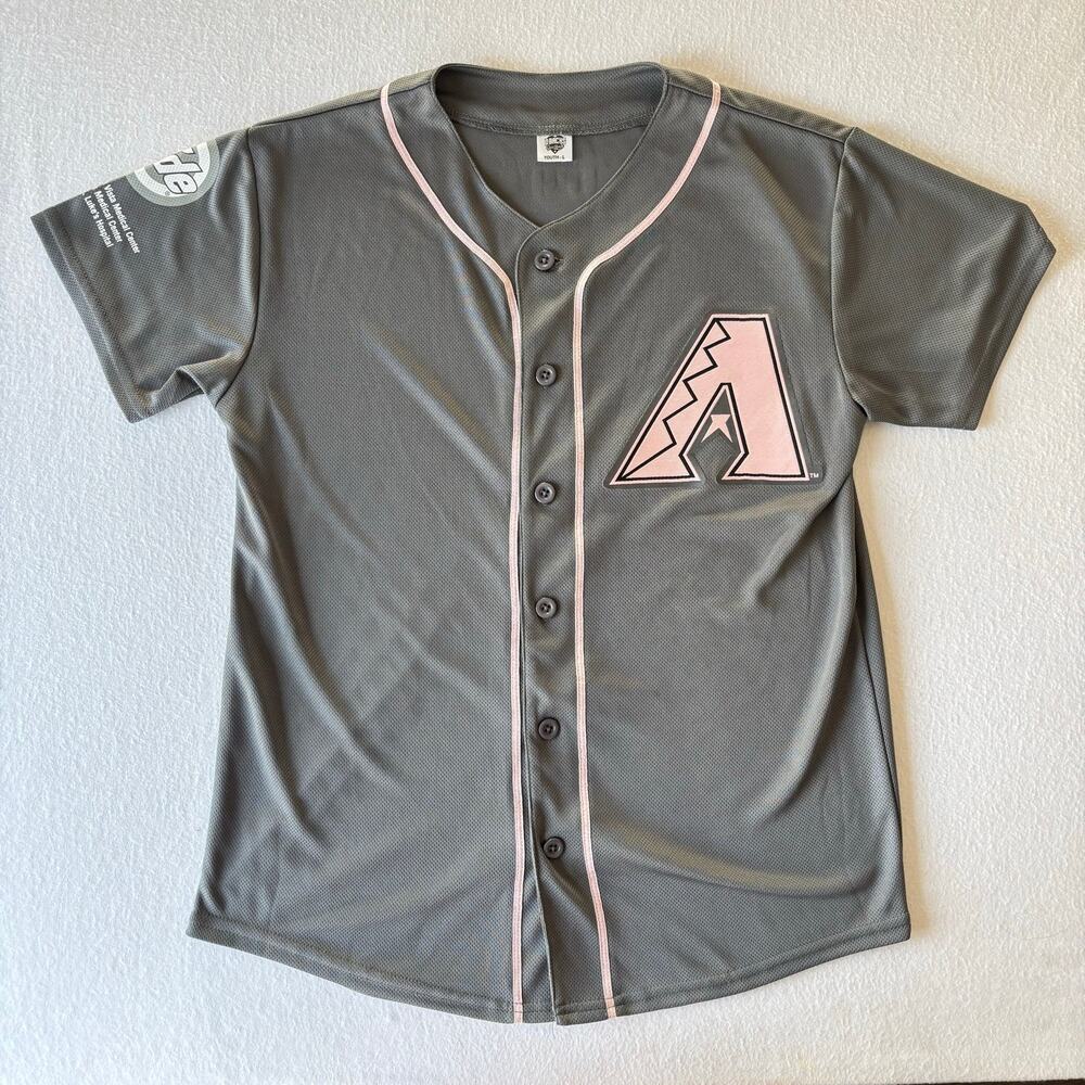 Arizona Diamondbacks Unisex Youth MLB Jersey Large Gray Button Up